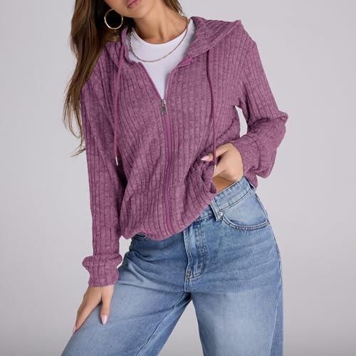 Image of Witsmile Zip Up Hoodie Women Oversized Sweatshirt Long Sleeve 2026 Fall Outfit Lightweight Jackets Workout Clothes
