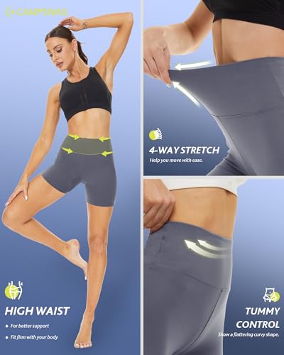 CAMPSNAIL Workout Biker Shorts Women - 3"/5"/8" High Waisted Tummy Control Spandex Booty Volleyball Shorts for Yoga Dance