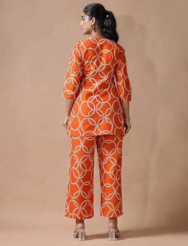 Image of Pinkmint Women's Pure Cotton Co Ord Set l Kurta Sets for Women |Kurta Sets| Printed Kurta with Pant l Stylish Pocket & 3 /4 Sleeve Women Co-ord Set (Avaiable in Plus size)