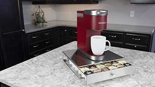 Nifty Coffee Pod Drawer – Stainless-Steel, Compatible With K-Cups, 36 Pod Pack Holder, Rolling Drawer, Under Coffee Pot Storage Sliding Drawer, Home Kitchen Counter Organizer #TOP1
