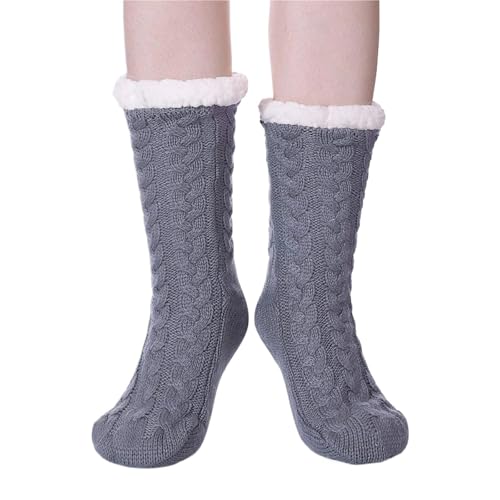 Calcetines tipo pantufla mujer antideslizantes para invierno con forro polar acogedor