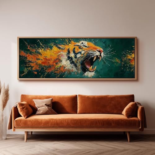 Toile panoramique de tigre pour décoration murale de salon contemporain