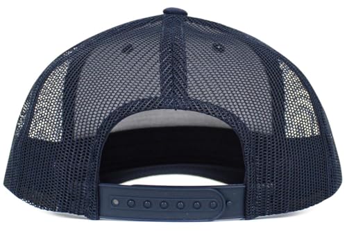 Image of KBE-5-ROPE NAV-WHT Classic 5 Panel Cotton Twill Mesh Trucker Cap Hat Adjustable Snapback Hat