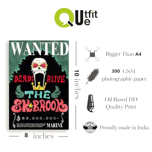 Image of OUTFITQUE Anime Style Wanted Posters Set of 10 | Vintage Bounty Wall Posters | Premium 300 GSM HD Print | Room Decor for Bedroom, Living Room, Cafe | Unframed Wall Art Collection (8x10 Inch)