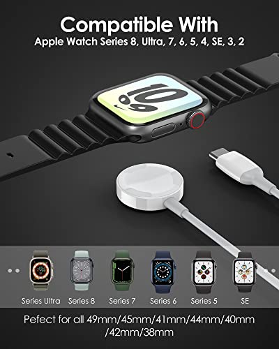 2-Pack Watch Charger Compatible With Apple Watch Charger, Usb-C & Usb-A Portable Fast Magnetic Wireless Charging Cable Compatible For Iwatch Series Ultra 8 7 6 5 4 3 2 1 Se Se2, White(3.3Ft/1M) #TOP1