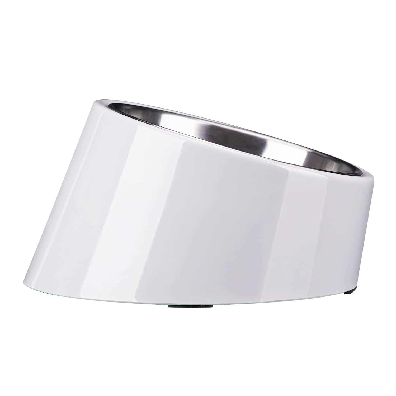 SuperDesign Mess Free 15° Slanted Bowl for Dogs and Cats, Tilted Angle Bulldog Bowl Dog Feeder, Non-Skid & Non-Spill, Easier to Reach Food S/0.5 Cup Gray