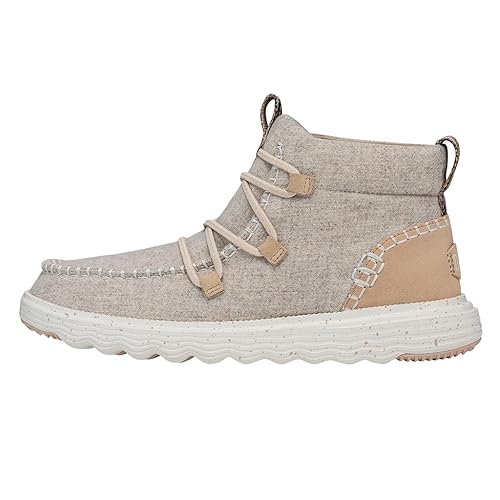 HEYDUDE Women's Reyes Boot, Light Grey Size 5 | Water Resistant Leather Slip On Wool Boots with Back Pull Tab - image 1
