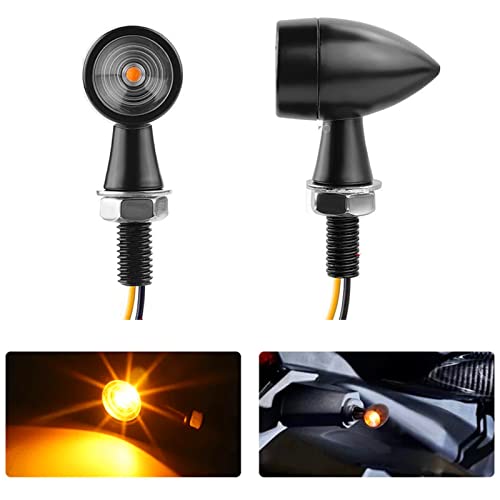 Ankia 1 Pair 12V Universal Motorcycle Led Black Mini Bullet Turn Signals Lights Blinker Indicator For Any Harley, Honda, Yamaha, Suzuki, Kawasaki, Custom Bike, Cruiser, Choppers (Smoked Black Lens) #TOP1