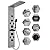 BWE Shower Panel Tower System with Body Jets Rainfall Waterfall Shower Head 6 IN 1 Stainless Steel Brushed Nickel Shower Panel with Tub Spout Temperature Display Wall Mount