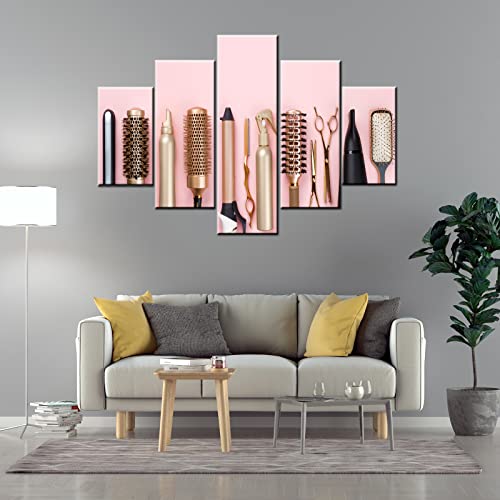Impression sur toile de coiffeur 152x101cm grand format déco murale avec cadre en bois prêt à suspendre - 4