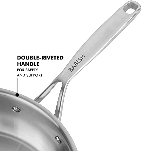 Image of Babish 5-Quart Tri-Ply Stainless Steel Saute Pan with Lid - Professional Grade Saute Pan for Frying, Searing & One-Pan Meals