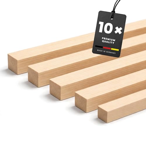 KGM 10x Holzstäbe 8x8mm Länge 1000mm Quadratleiste aus Buche Perfekt zum Basteln DIY Projekte und Kreative Raumgestaltung - Unbehandelt und Vielseitig Einsetzbar - Made in Germany