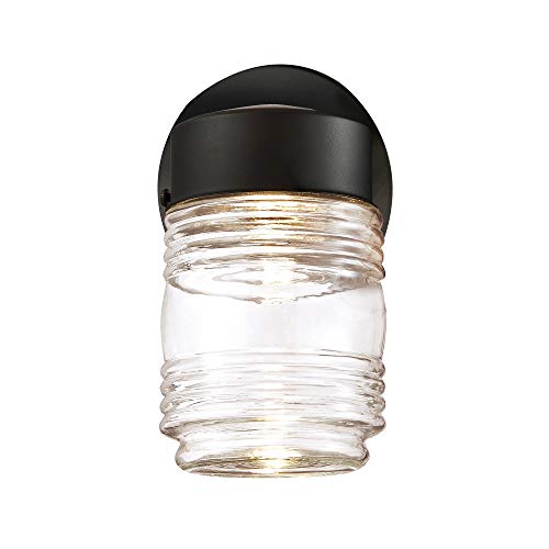 Image of Design House 587246 Jelly Jar Indoor /Outdoor Integrated LED Wall Light, Black