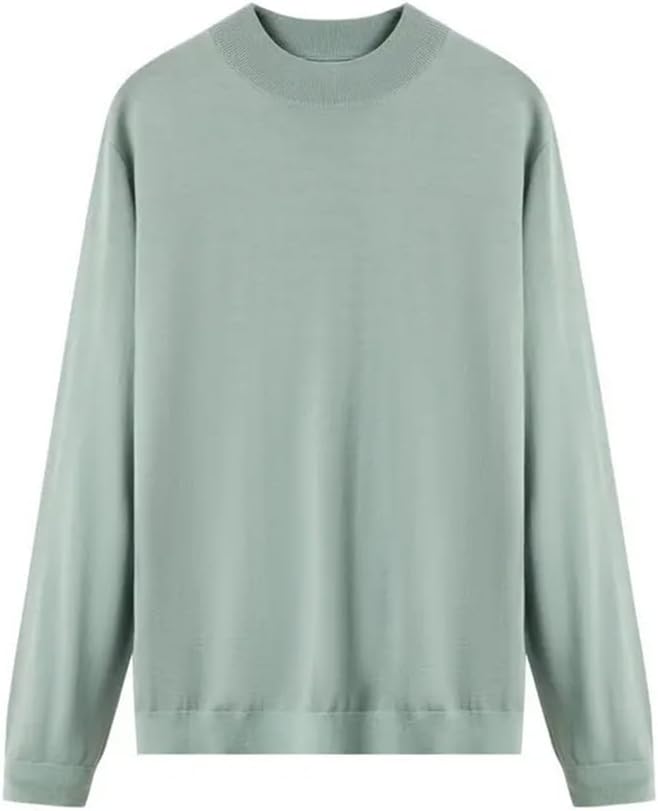 [Bciopll] メンズ クルーネック ファイン スパン ウール セーター ソリッド カラー 秋冬 ビジネス ニット ベース レイ