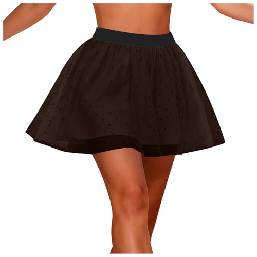Minifalda para mujer, falda corta plisada de cintura alta con pantalones cortos, falda elástica sexy de varios colores para cosplay, fiesta, club, fiesta de carnaval, marrón, Altoa única