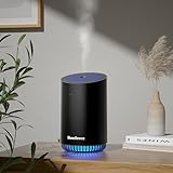 HomBreez Portable Aromatherapy Diffuser 320ml, Rechargeable Essential Oil Diffuser with LED Light, Cool Mist Humidifier with 2 Mist Modes, Auto Shut-Off, Cordless Use for Home, Office, Bedroom - Black