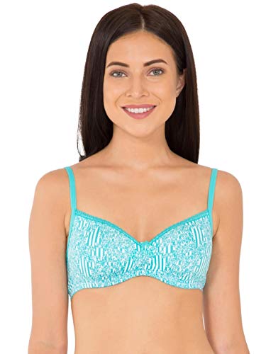 Image of Jockey 1723 Women Wirefree Padded Super Combed Cotton Elastane Stretch Medium Coverage T-Shirt Bra with Lace Styling