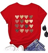 Women's Love Heart Graphic T-Shirt - Valentine's Day Cute Tee For Teens & Girls, Red XX-Large