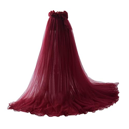 GRACEART Bodas Falda Larga de Mujer Mujeres Puffy Tutu Tulle Falda Playa Baile Fiesta (Vino Rojo)