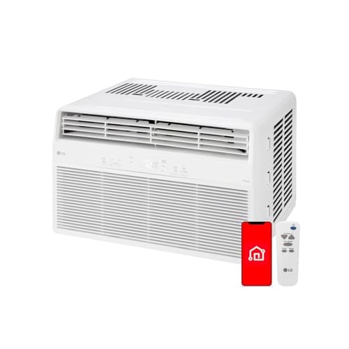 LG 8,000 BTU Smart Window Air Conditioner with Dehumidifier, 115V, Window AC for Medium Rooms up to 350 Sq. Ft., Window Unit AC with Remote Control, 3 Speeds, Auto-Restart, 24-Hour Timer, White
