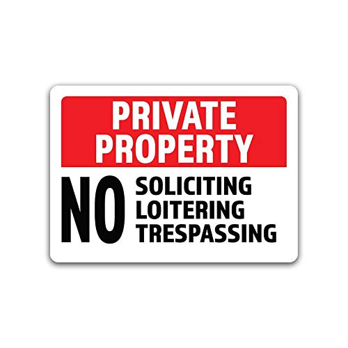 2-Pack Private Property No Soliciting No Loitering No Trespassing Vinyl Decal Sticker | 7-Inch by 5-Inch | Premium Quality Vinyl Decal | Laminated with UV Protective Laminate | PD2739