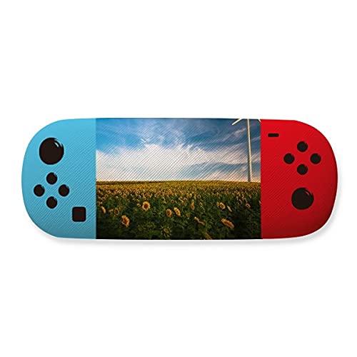 Étui de rangement pour lunettes au design créatif de tournesols et fini bleu satiné