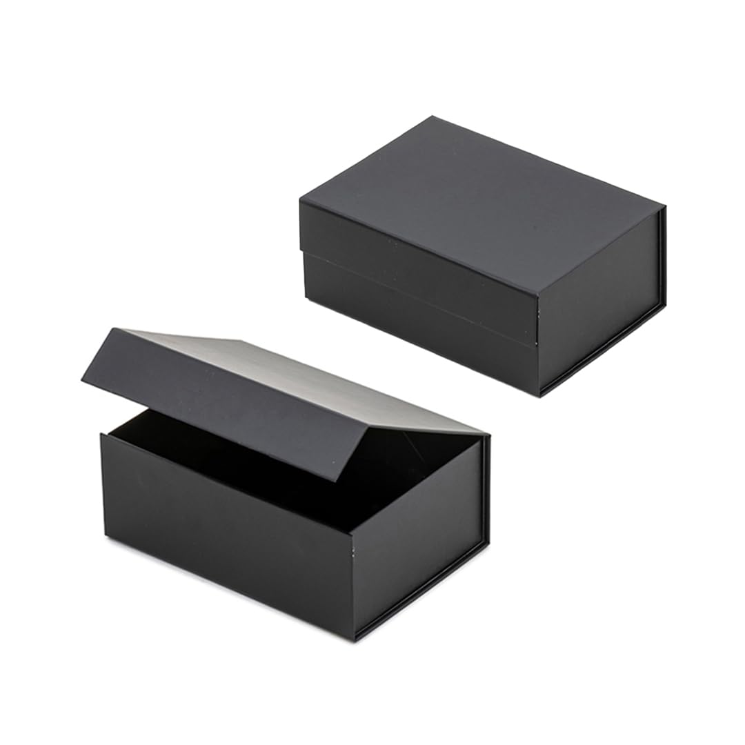 Magnetic Small Black Gift Box 19cm – Pack of 2 | Matte Black Luxury Gift Box with Magnetic Closure for Jewellery, Keepsakes & Special Occasions