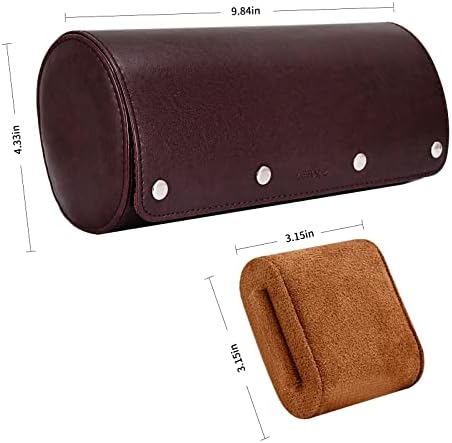 LEFOR·Z Watch Roll Travel Case Leather Watch Box Organiser for Men with 3 slots Watches Display Storage Holder (Brown)