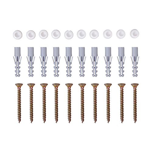 Bestlivings Schrauben 4x40mm, Dübel 6mm, Abdeckkappen, Befestigungsset für Innenlaufschienen 30-teilig