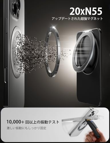 JOYROOM MagSafe カードケース スマホスタンド ホルダー ハンドストラップ 付き ヴィーガンレザー 3枚カード収納可 多機能スタンド MagSafe対応ウォレット 財布 調節可能なスタンド 強力磁気ウォレット マグネットカードホルダー マグネットポケット iPhone 16／15／14／13／12シリーズに対応 ブラック