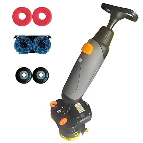 QuinteZhenTially Limpiadora Eléctrica Pisos Ligera,Fregadora Pisos Comercial Portátil,Máquina Limpieza Mini,Ancho Limpieza 430 Mm,Velocidad Eje 140 RPM,para Cafeterías,Tiendas Hogares Grey