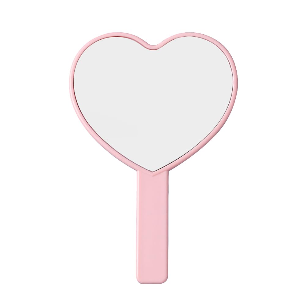 Hugede Girls Pink Heart Shaped Mirrors Hand Cosmetic Mirrors Handheld Makeup Mirrors Cute Travel Mirrors Lightweight Portable Mirrors With Handle