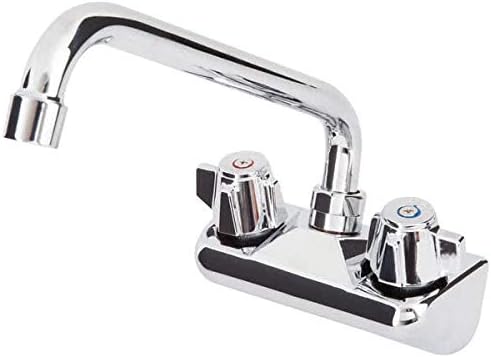 Commercial Wall Mount Bar Sink Faucet – 4" Center with 10" Swing Spout | Heavy-Duty Faucet for Bar, Kitchen, Utility Sink