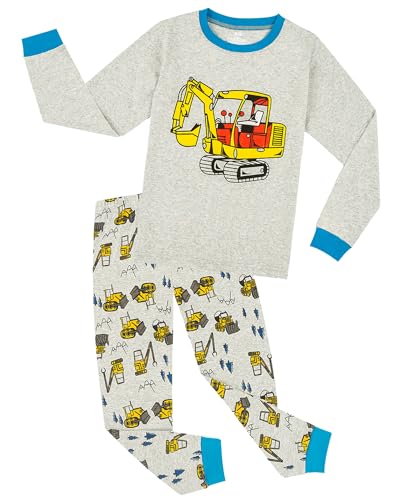 MIXIDON Niño Pijamas Dos Piezas Dinosaurio Ropa de Dormir 100% Algodón Manga Larga Pijamas para Niños,Pattern 8,3-4 Años