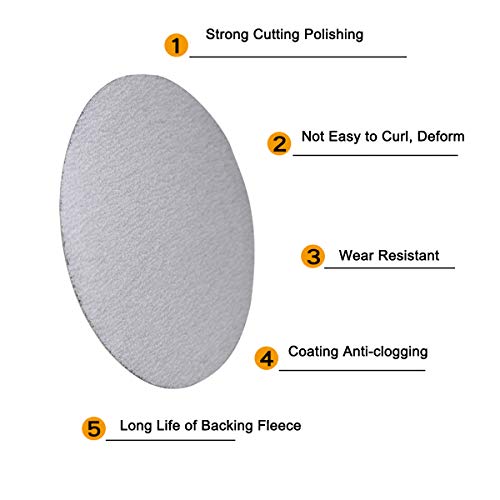 200PCS 3 inch Sanding Disc Hook and Loop, VÉZAAR Wet/Dry Sandpaper Discs 80 120 180 240 600 800 1000 3000 5000 7000 Grit Woodturning Headlight Restoration Polishing Kit with 1/4 Dia Arbor