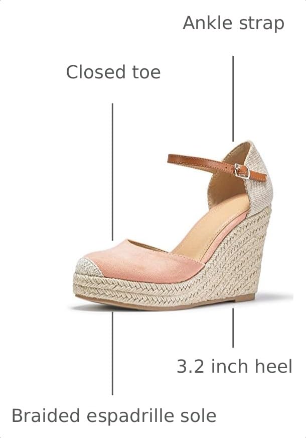 Image of FISACE Womens Summer Espadrille Heel Platform Wedge Sandals Ankle Buckle Strap Closed Toe Shoes