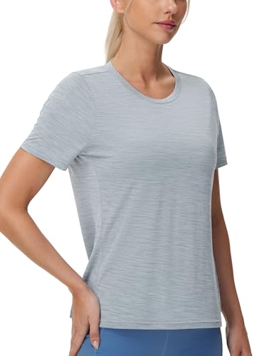 THE GYM PEOPLE Womens Short Sleeve Workout T-Shirts Stretchy Lightweight Crewneck Athletic Running Lounge Tee Tops2