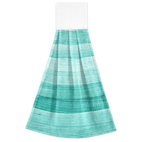 Boccsty Teal Turquoise Wood Fingertip Bath Towels 2 Pieces Green Painted Hanging Hand Bath Towel Tea Bar Towels For Bathroom Farmhouse Housewarming Tabletop Home #TOP1