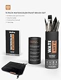 Nicpro 15 PCS Professional Watercolor Paint Brushes Set, Artist Synthetic Fine Squirrel Brush Round Tip for Adult Detail, Gouache, Acrylic, Oil Painting