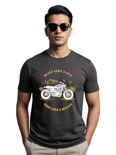 Image of ADRO Men's Royal Bike Design Printed 100% Cotton T-Shirt - Regular Fit, Printed T-Shirts for Men