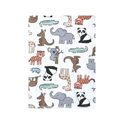 Image of Hudson Baby Unisex Baby Cotton Flannel Burp Cloths Bundle, Zoo Animals, One Size