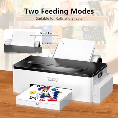 Image of DSV DTF Printer A3 Roll L1800 Transfer Printing Machine,High-Speed Print for Fabrics,13 inch Wide DTF Bundles,White Ink Circulation & Auto-Cleaning, 2-Year Free Ink (White, Printer)
