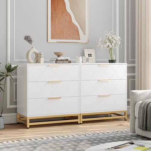 Cómoda de madera robusta y diseño moderno con amplio espacio de almacenamiento blanco 2