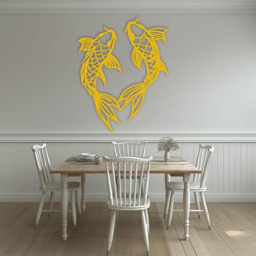 Art mural métal poissons koi dorés décoration poétique maison - 4
