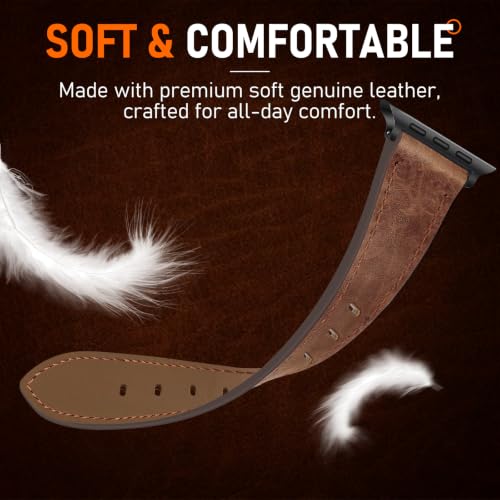 Image of Genuine Leather Watch Band Men Compatible with Apple Watch