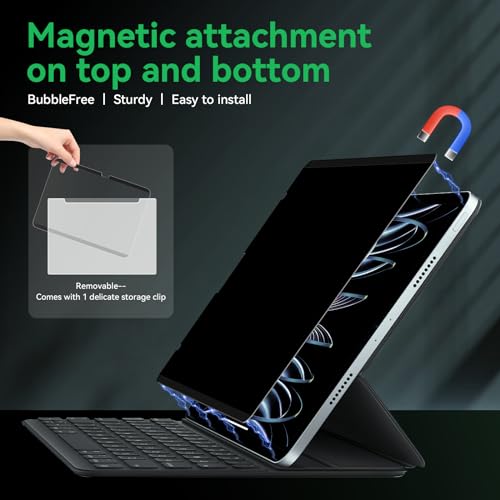 Image of Magnetic Privacy Screen Protector Compatible with iPad A16 (10 /11th Generation) 10.9 /11Inch 2022 /2025 , Anti Glare Shield Anti Blue Light Filter, Bubble-Free Film Easy Install Black Security Guard