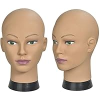 Training Head Cosmetology Professional Bald Manikin Head for Wigs Making and Display Doll Head with a Free Clamp