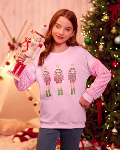 Image of BesserBay Girls Christmas Sequin Shirt Patchwork Long Sleeve Crop Tops 6-14 Years
