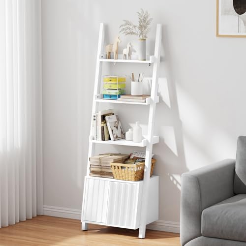 NFGTDKZS 4 Tier Ladder Shelf,Ladder Bookshelf with Storage Space,Modern Corner