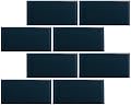UDS Premium Quality Nightfall 3"x6" Glass Subway Tile- Blue- for Kitchen Backsplash, Bathrooms, Showers, etc